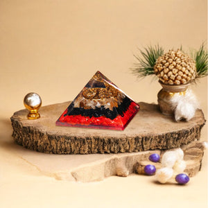 Red Onyx, Black Tourmaline, and Selenite Orgone Pyramid