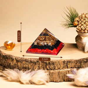 Red Onyx, Black Tourmaline, and Selenite Orgone Pyramid