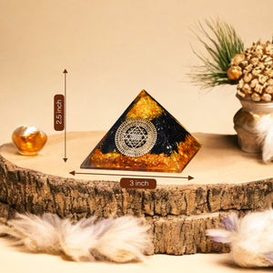 Yellow Onyx and Black Tourmaline Orgone Crystal Pyramid