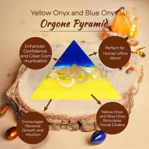 Blue Onyx and Yellow Onyx Orgone Crystal Pyramid