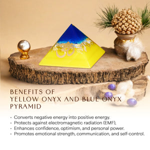 Blue Onyx and Yellow Onyx Orgone Crystal Pyramid