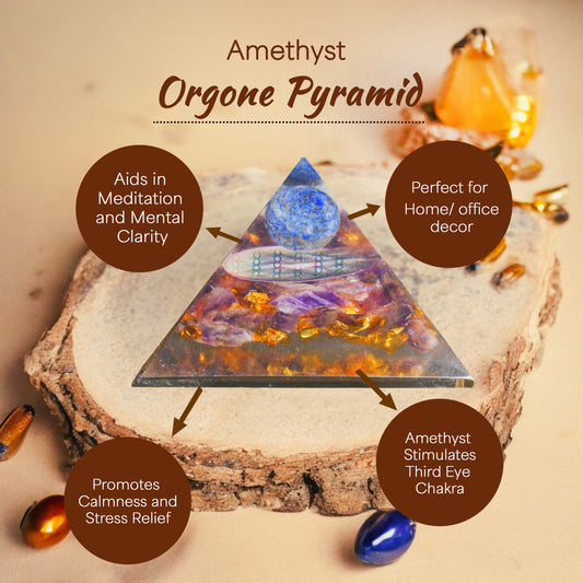 Amethyst Orgone Crystal Pyramid For Anxiety
