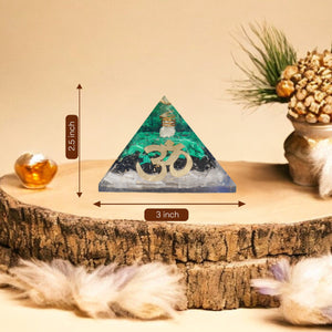 Selenite, Black Tourmaline, and Malachite Orgone Pyramid