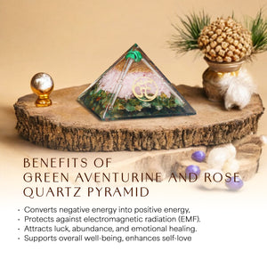Green Aventurine and Rose Quartz Orgone Crystal Pyramid