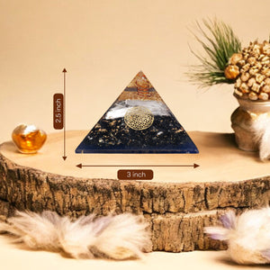 Black Tourmaline and selenite Orgone Crystal Pyramid