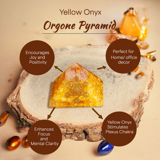 Yellow Onyx Orgone Pyramid For Success