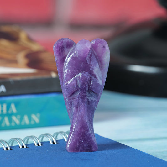 Lepidolite Angel Figurine - Natural Healing Crystal Stone Statue