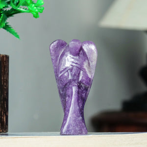 Lepidolite Angel Figurine - Natural Healing Crystal Stone Statue