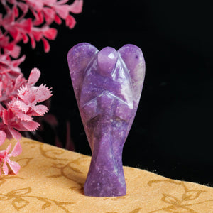 Lepidolite Angel Figurine - Natural Healing Crystal Stone Statue