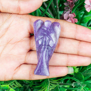 Lepidolite Angel Figurine - Natural Healing Crystal Stone Statue