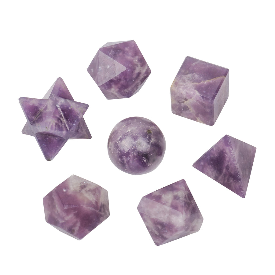 Lepidolite Crystal Sacred Geometric Set