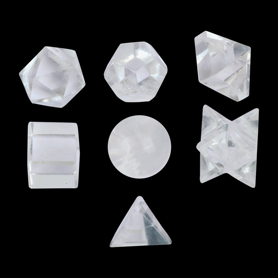 Clear Quartz Gemstone Reiki Geometric Set