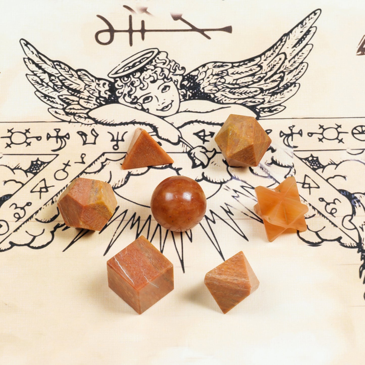 Red Aventurine Crystal Geometric Set