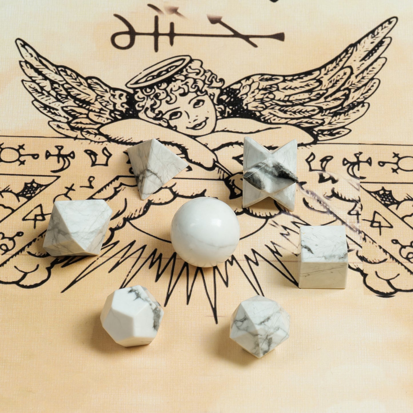 Howlite Crystal Geometric Set