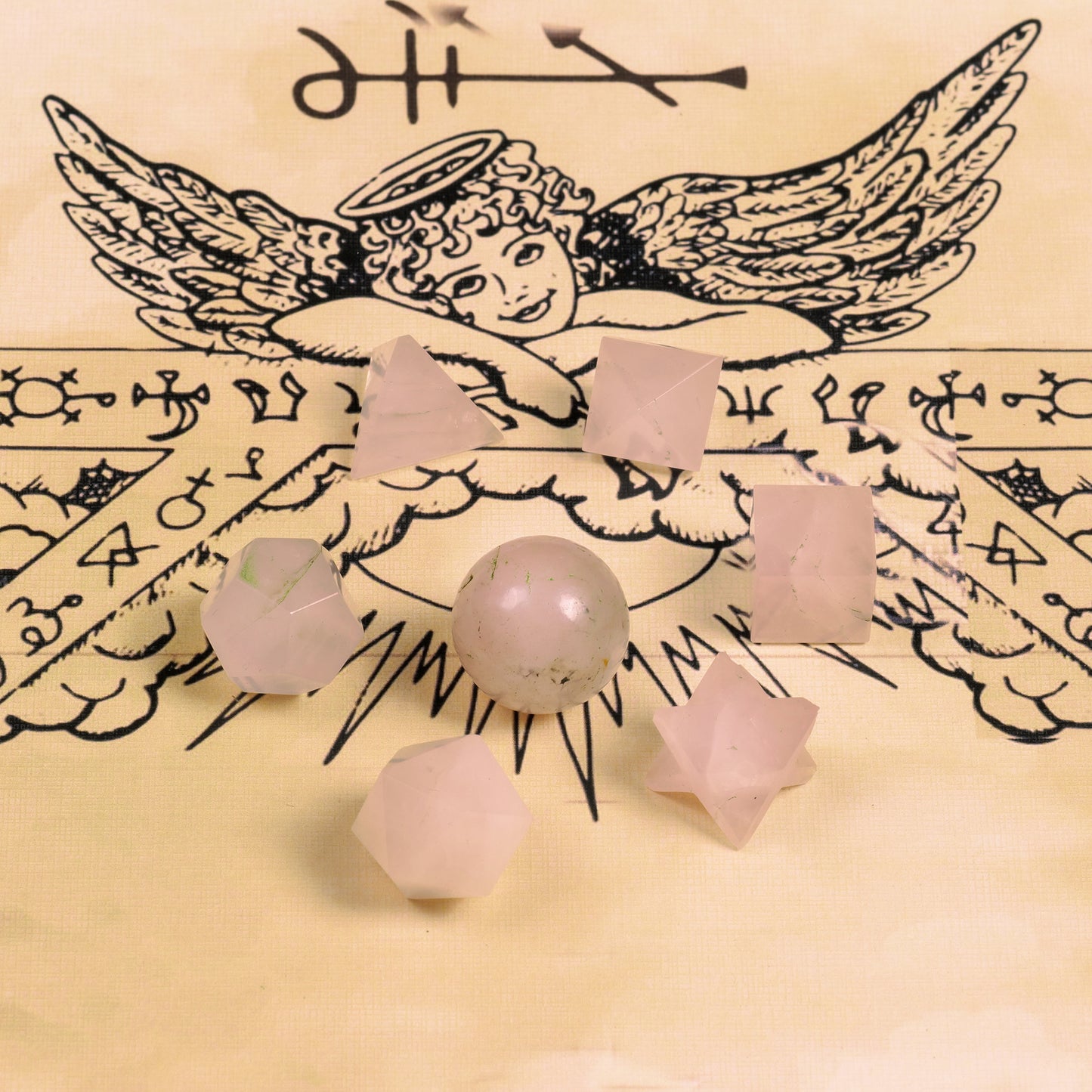 Rose Quartz Geometric Set