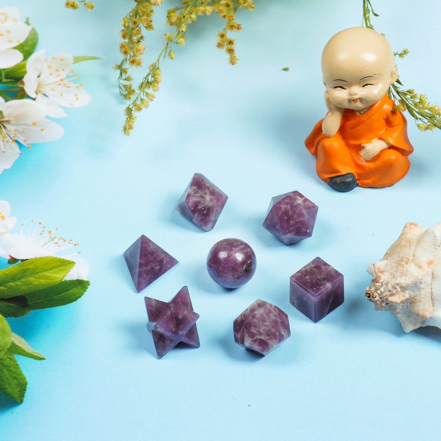 Lepidolite Crystal Sacred Geometric Set