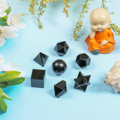 Black Tourmaline Handcrafted Sacred Geometric Set