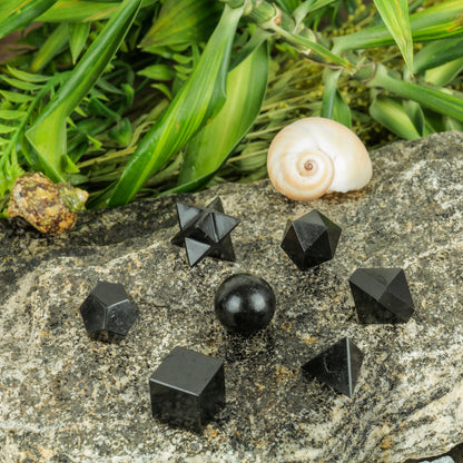 Black Tourmaline Handcrafted Sacred Geometric Set