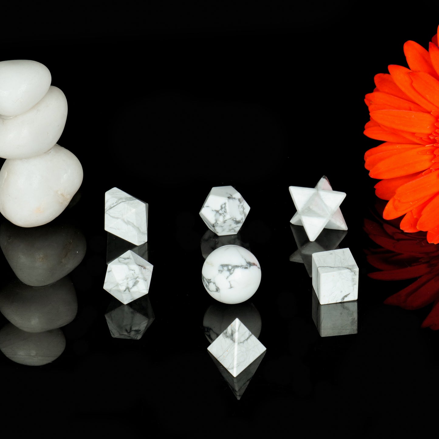 Howlite Crystal Geometric Set