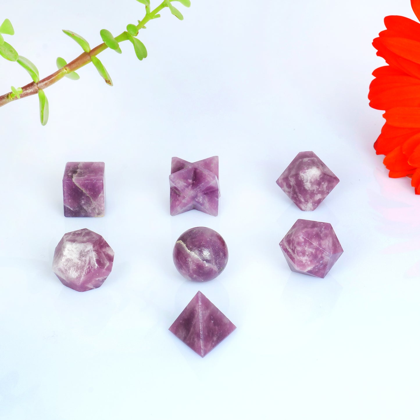 Lepidolite Crystal Sacred Geometric Set