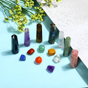 Healing Crystal Tumbled Stones and Wand Ensemble