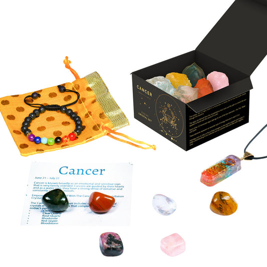 Cancer Zodiac Gift, Birthstone Healing Crystal Kit for Women/ Man