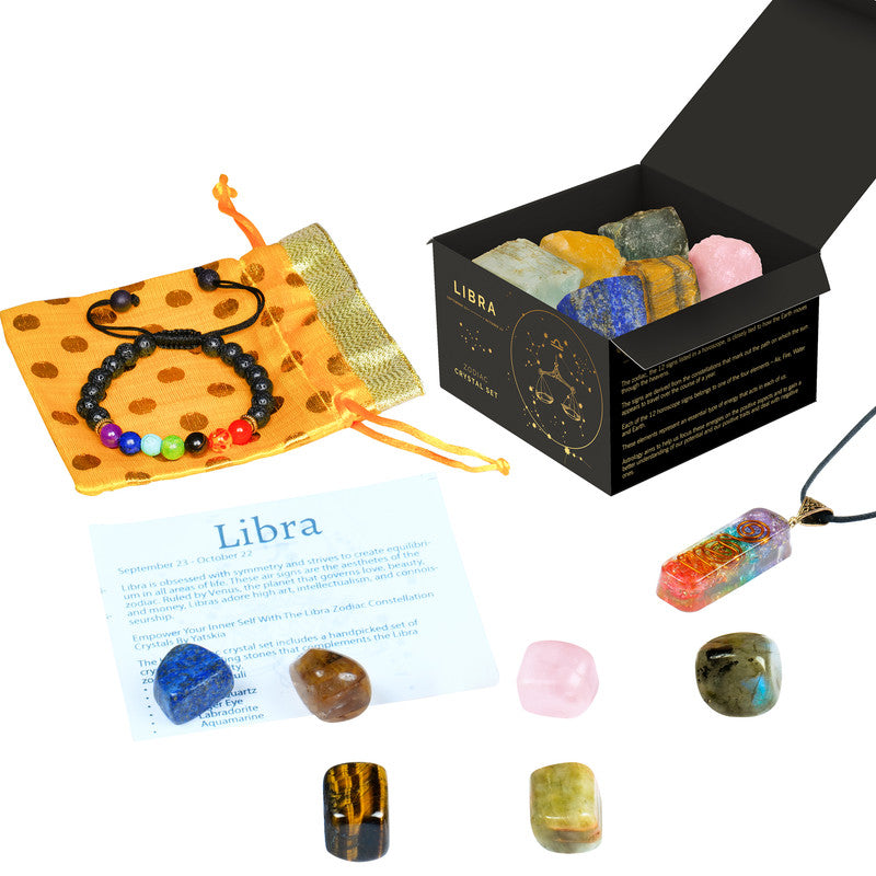 Libra Crystal Kit, Zodiac Healing Stones Gifts for Women/Men