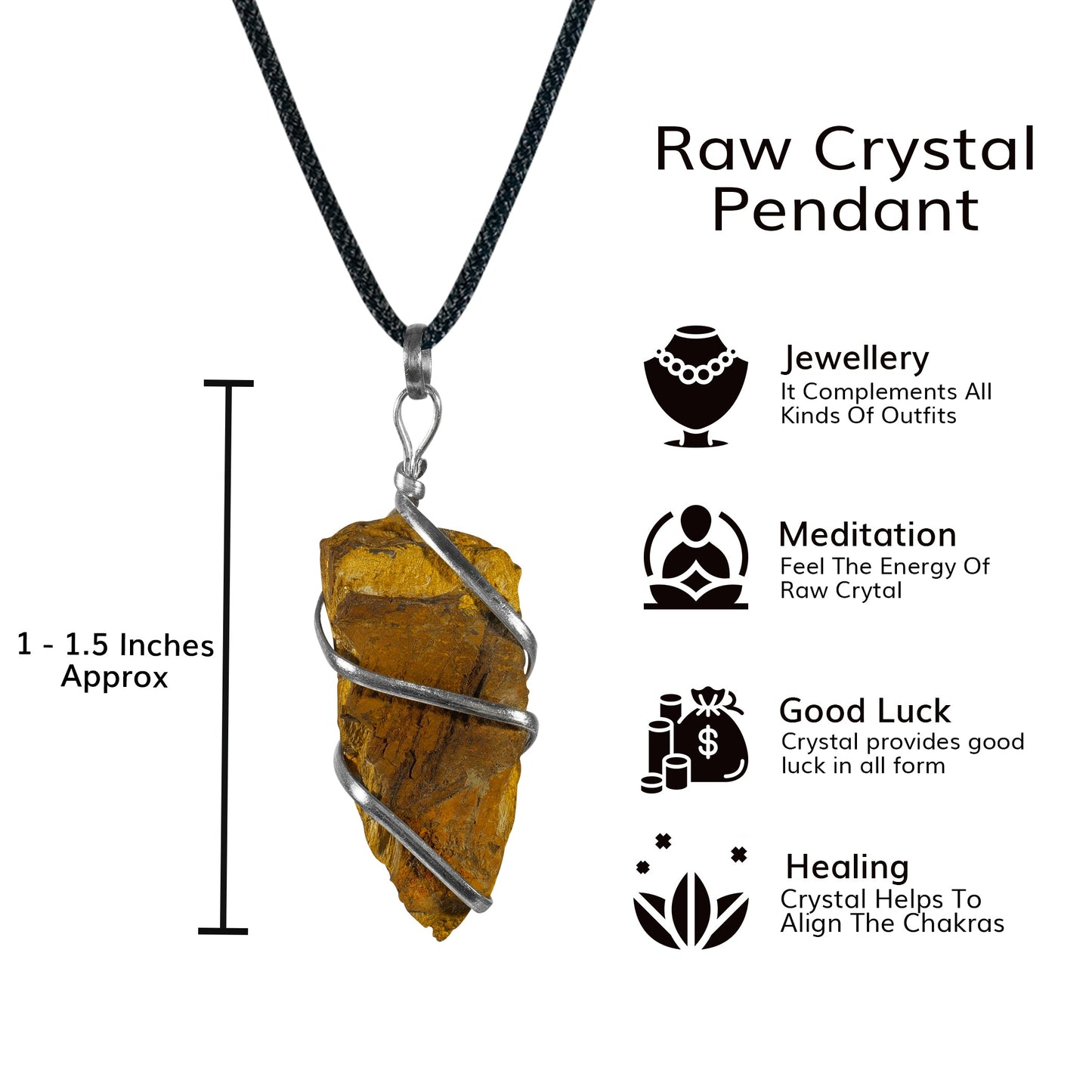 Tiger Eye Stone Pendant - Tiger Eye Stone - Healing Stones - Size 1-1.5 Inches