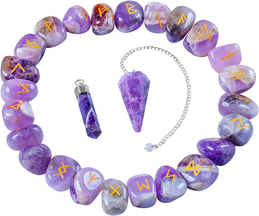 Amethyst Rune Stones - Elder Futhark Rune - Crystal Runes Set