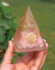 Rose Quartz Orgone Healing Crystal Pyramid For Meditation & Emf Protection