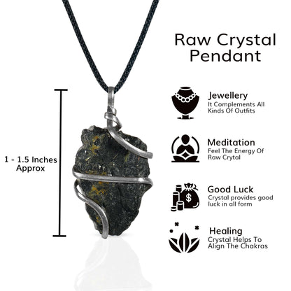 Black Tourmaline Pendant - Raw Black Tourmaline Necklace - Crystal Pendant Necklace - Size 1-1.5 Inches