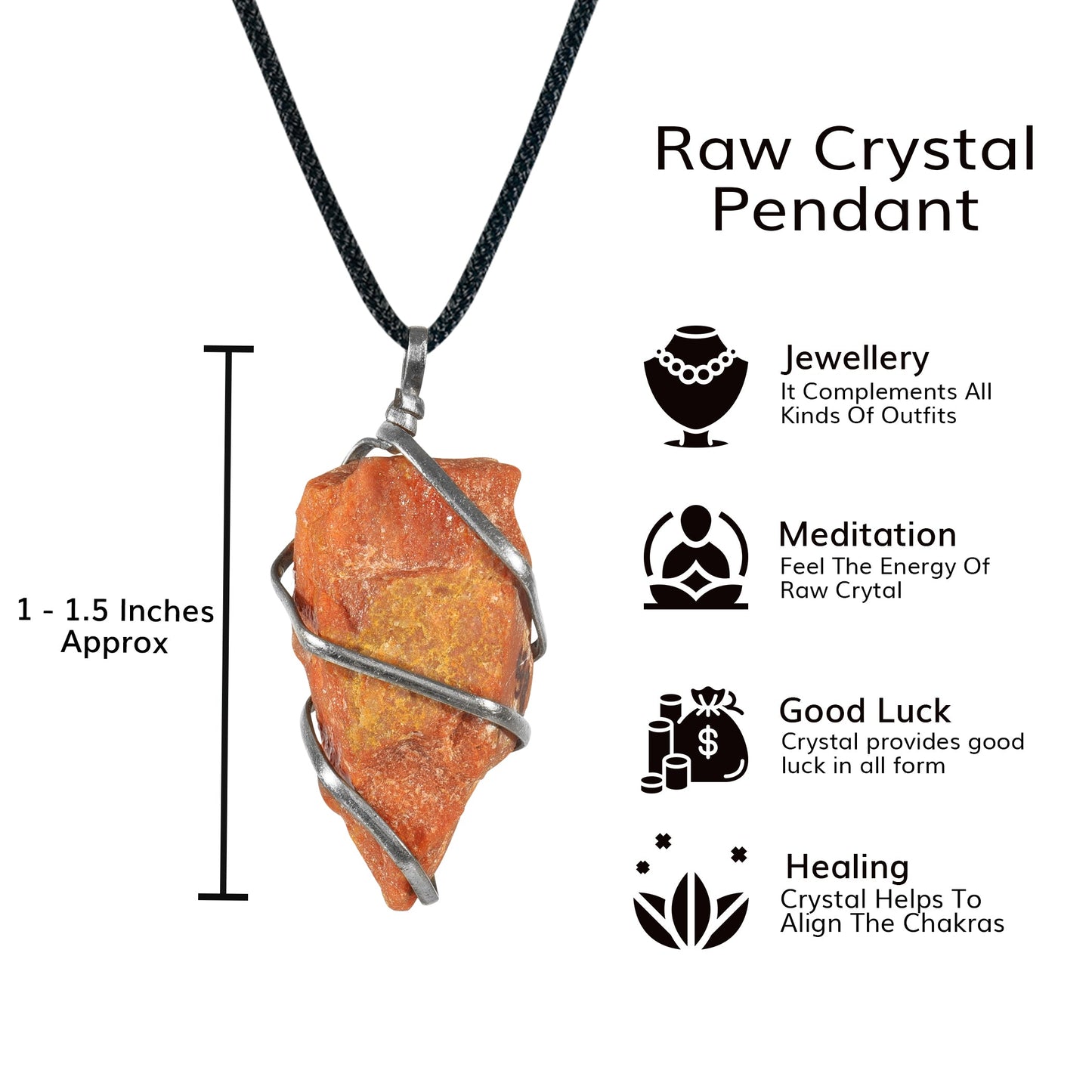 Red Aventurine Crystal - Crystal Pendant - Healing Crystal Necklace - Size 1-1.5 Inches