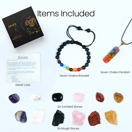 Aries Zodiac Crystal Birthstone Kit and Gifts for Women/men