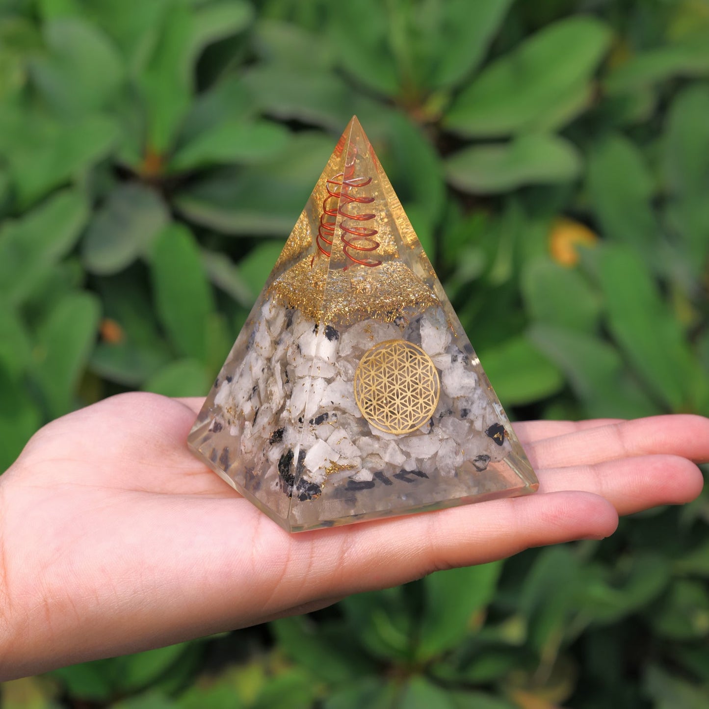 Rainbow Moonstone Handmade Orgone Pyramid For Emf Protection