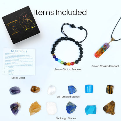 Sagittarius Crystal Kit, Good Luck Astrology Stones Gifts for Woman