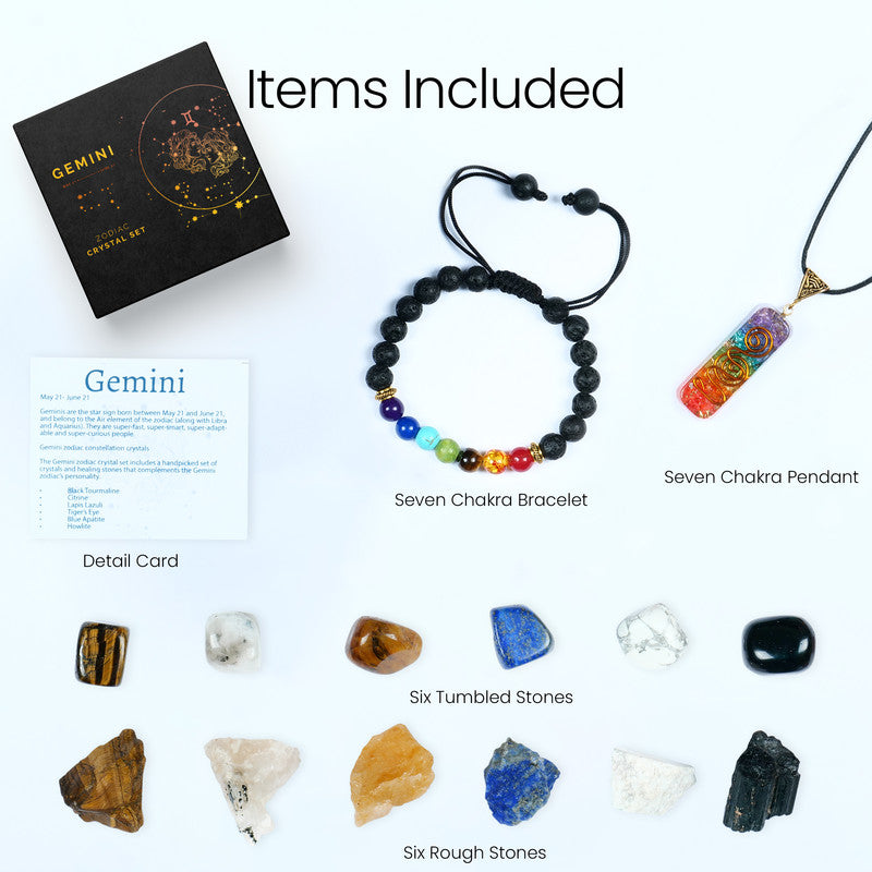 Gemini Crystal Set & Gifts - Zodiac Birthstone, Healing Stone kit