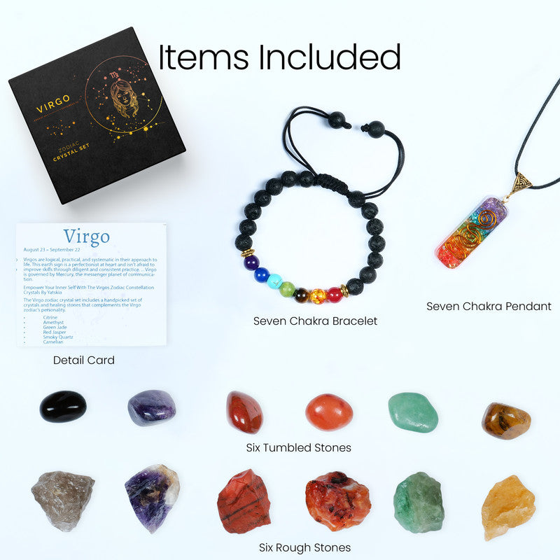 Virgo Zodiac Crystal Kit, Birthstone Healing Stones Horoscope Gift