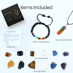 Capricorn Zodiac Crystal Kit, Healing Birthstone Gifts for Women/Men