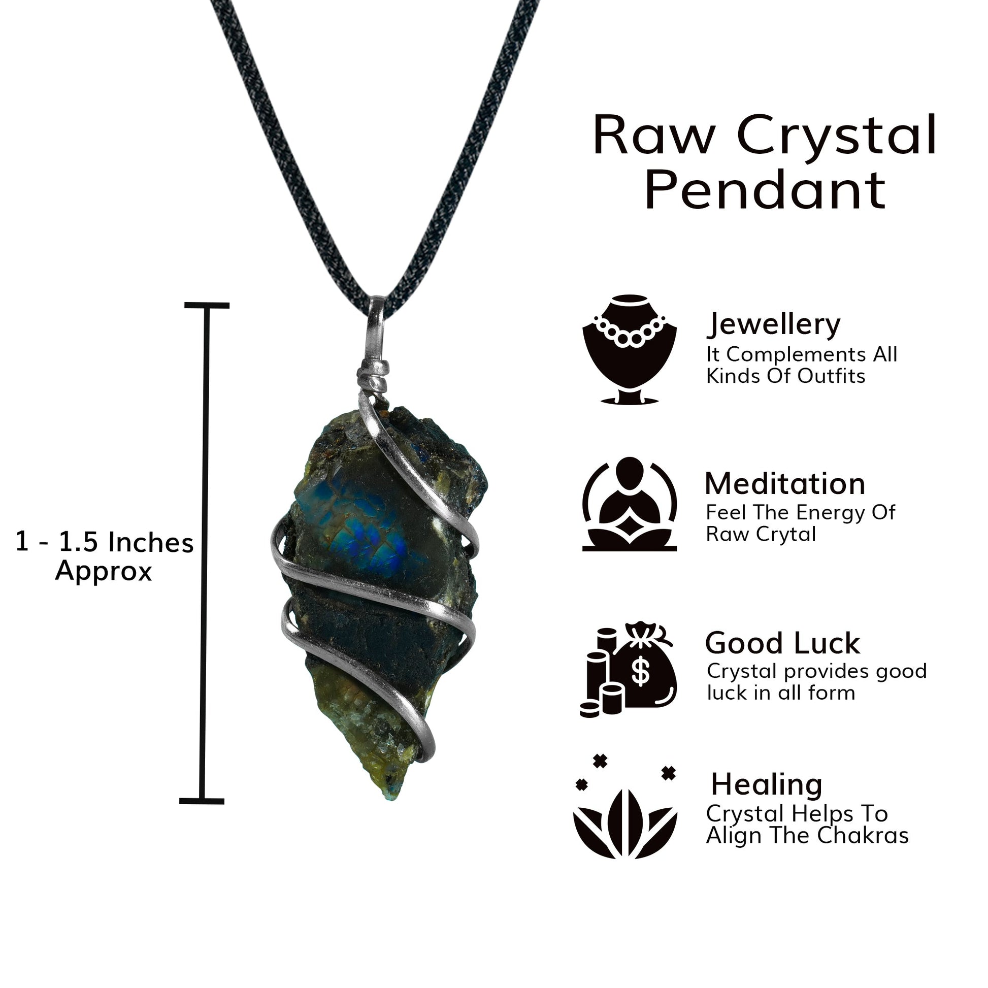 Labradorite Pendant - Labradorite Stone Necklace - Labradorite Crystal - Size 1-1.5 Inches