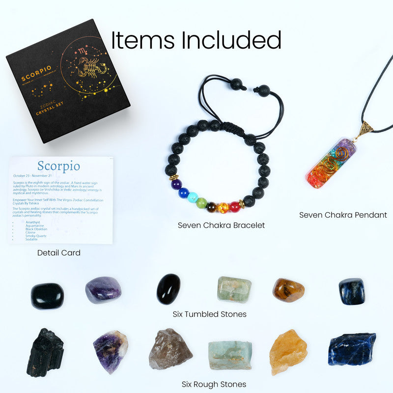 Scorpio Zodiac Crystal Kit, Birth Goodluck Stones Gifts for Woman