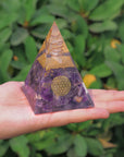 Amethyst Orgonite Orgone Energy Pyramid - Healing Crystal Pyramid For Meditation