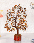 Tiger Eye Stone Tree - Gemstone Bonsai Tree - Healing Crystal Gifts - Silver Wire Size: 10-12 Inch