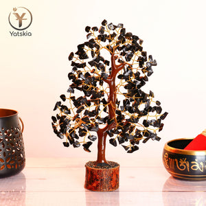 Black Tourmaline Gemstone Tree - Healing Crystal Tree - Golden Wire Size: 10-12 Inch