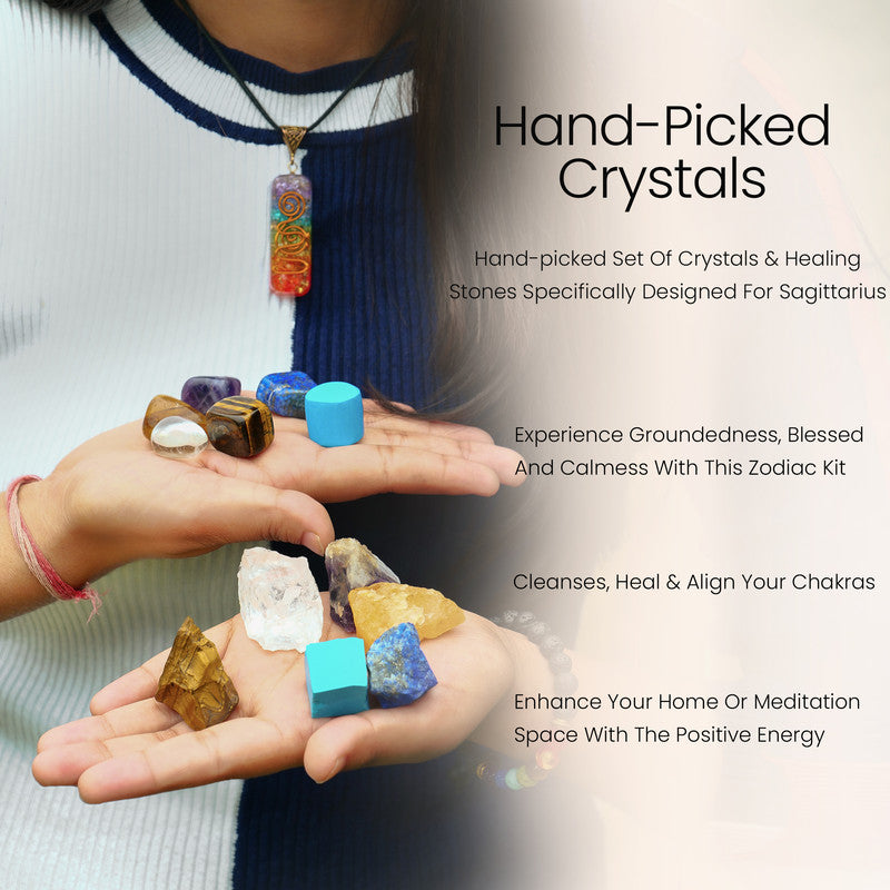 Sagittarius Crystal Kit, Good Luck Astrology Stones Gifts for Woman