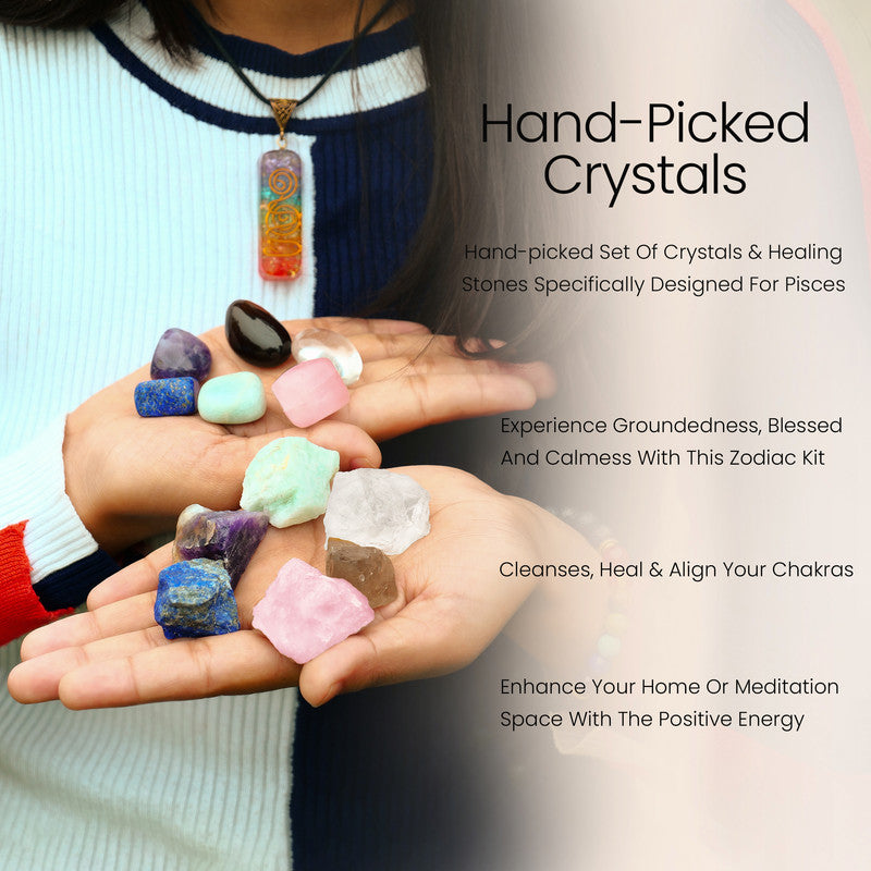 Pisces Crystal & Stone Gifts - Zodiac Kit, Birthstone for Women/Men