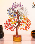 Seven Chakra Tree - Healing Crystal Home Decor - Gemstone Gifts - Silver Wire Size: 10-12 Inch