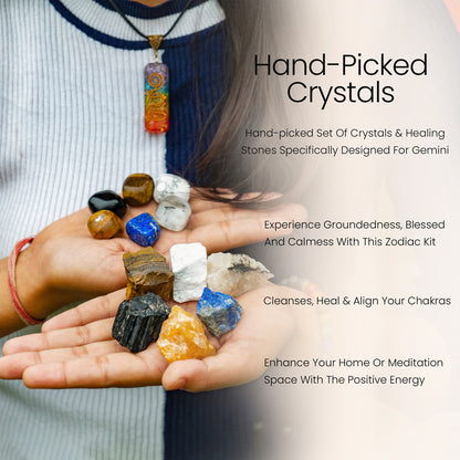 Gemini Crystal Set & Gifts - Zodiac Birthstone, Healing Stone kit