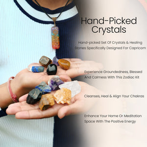 Capricorn Zodiac Crystal Kit, Healing Birthstone Gifts for Women/Men