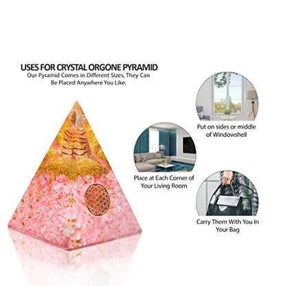 Rose Quartz Orgone Healing Copper Pyramid