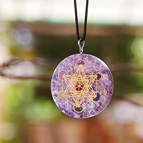 Amethyst Orgonite Crystal Necklace Pendant for Men and Women